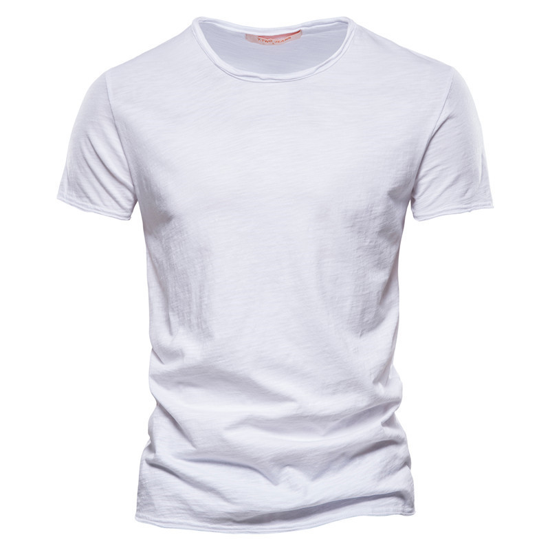 Men's Textured Solid Color Crew Neck Short-sleeved T-shirt