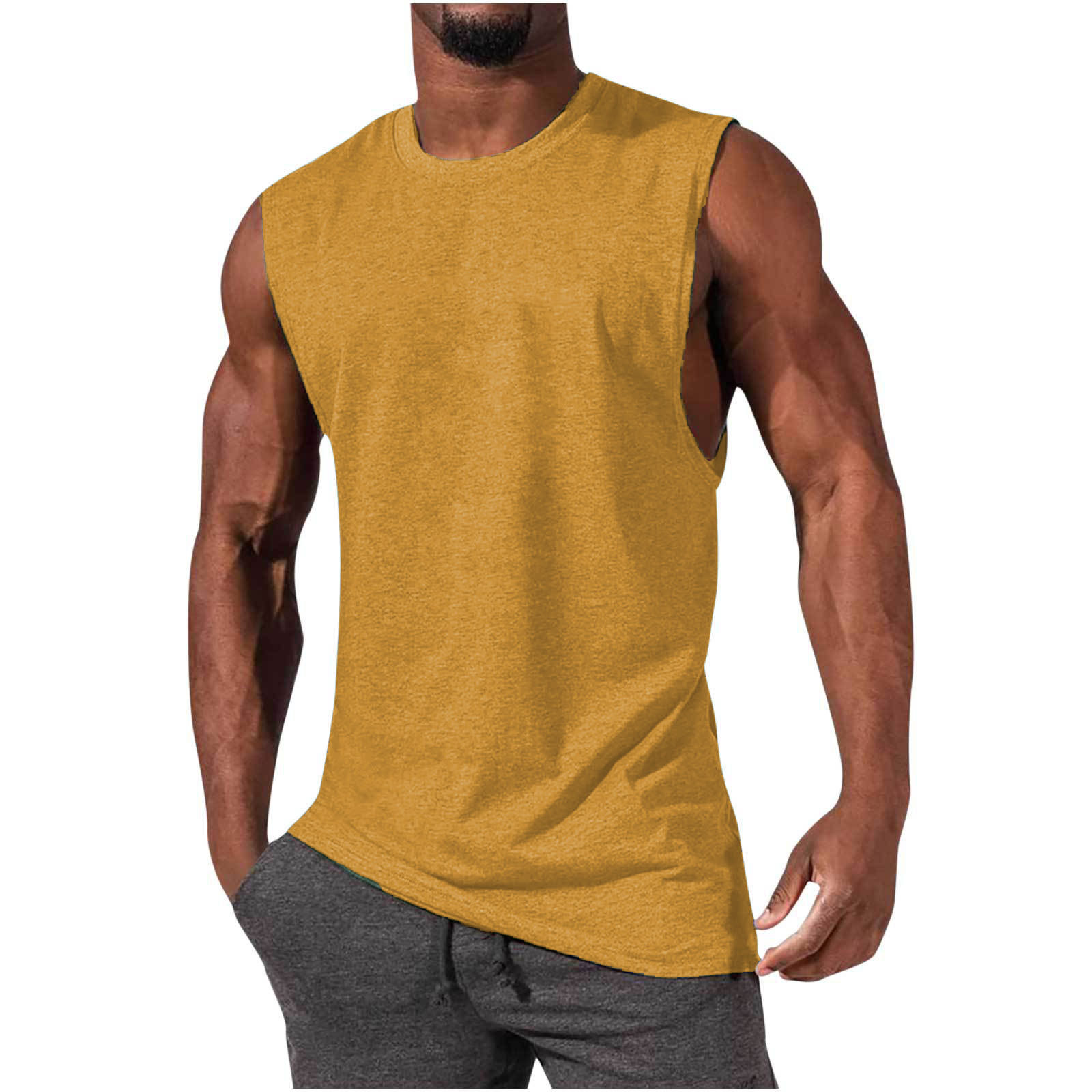 Men's Muscle Fit Leisure Walker Solid Color T-Shirt