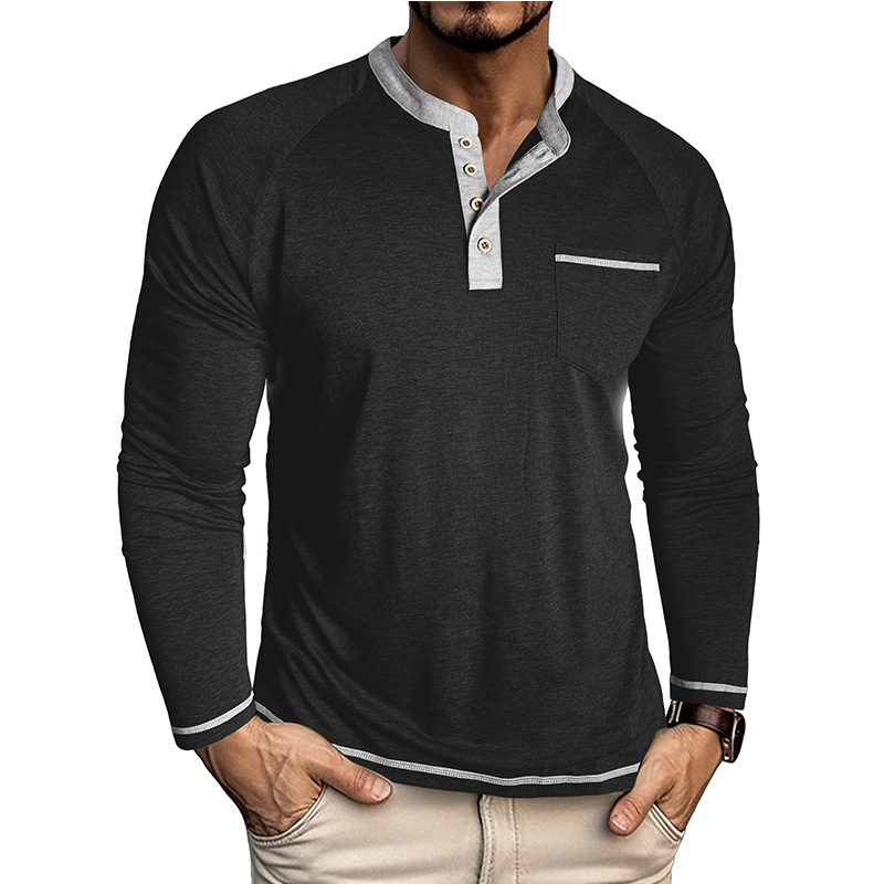 Men’s Colorblock Long Sleeve Henley Shirt