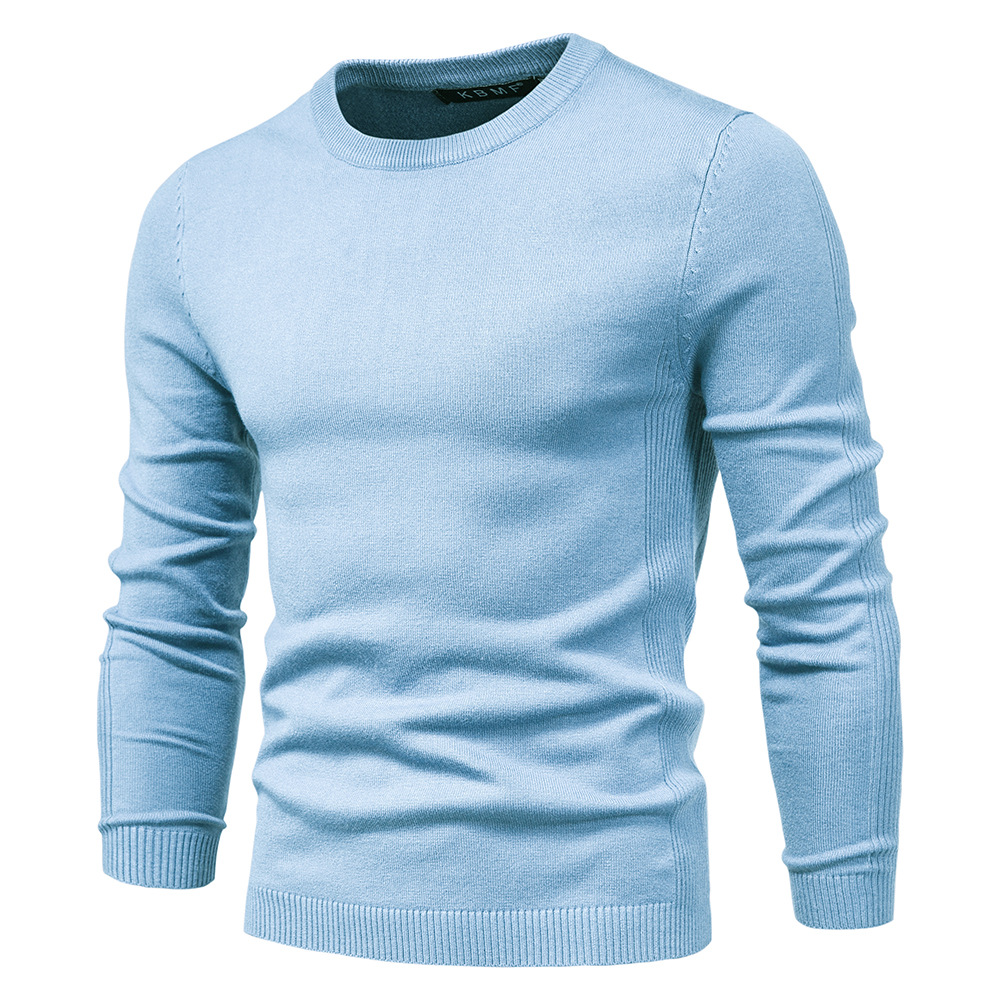 Men's Pullover Solid Color Warm Slim Crew Neck Sweater
