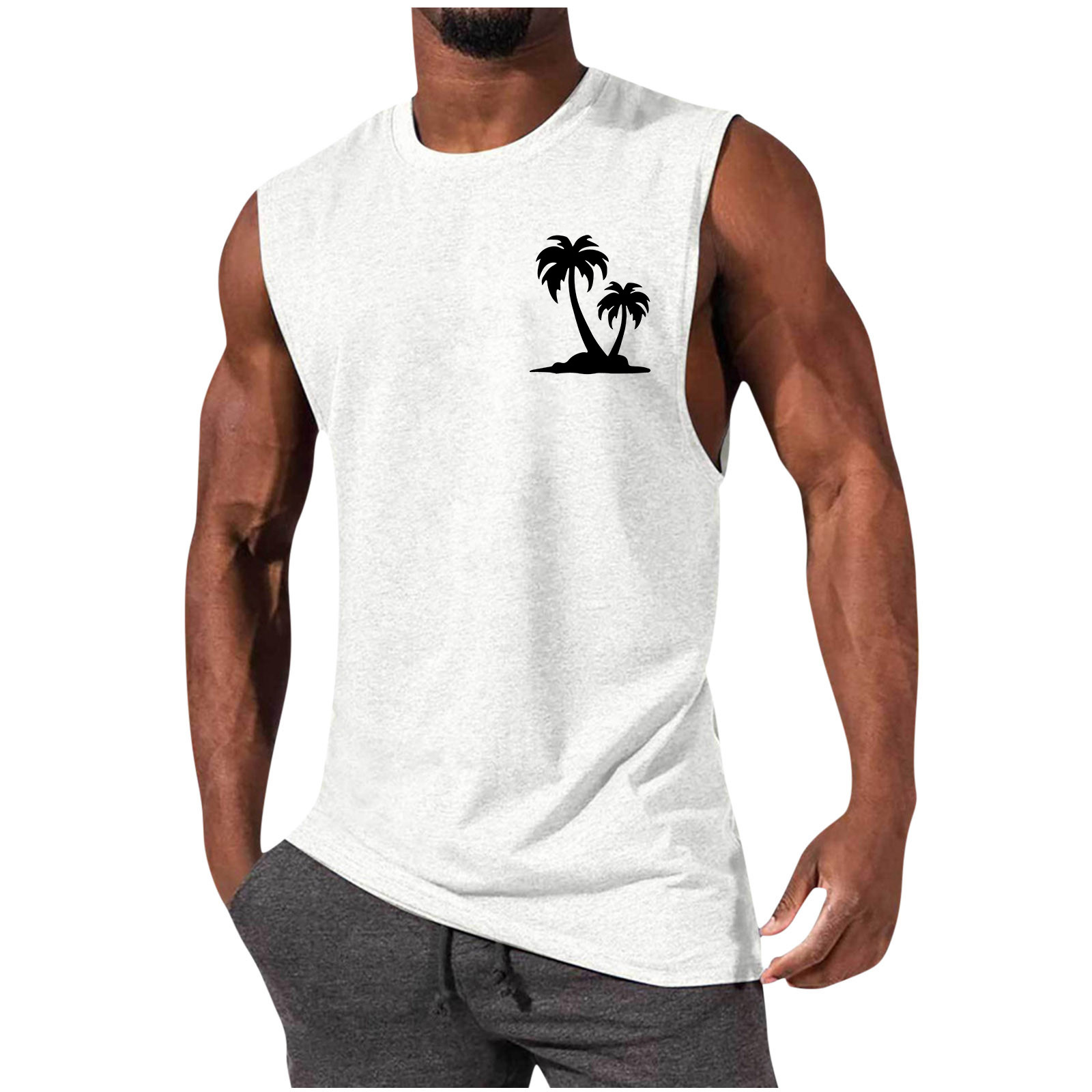 Men's Coconut Tree Print Muscle Leisure Sports Vest