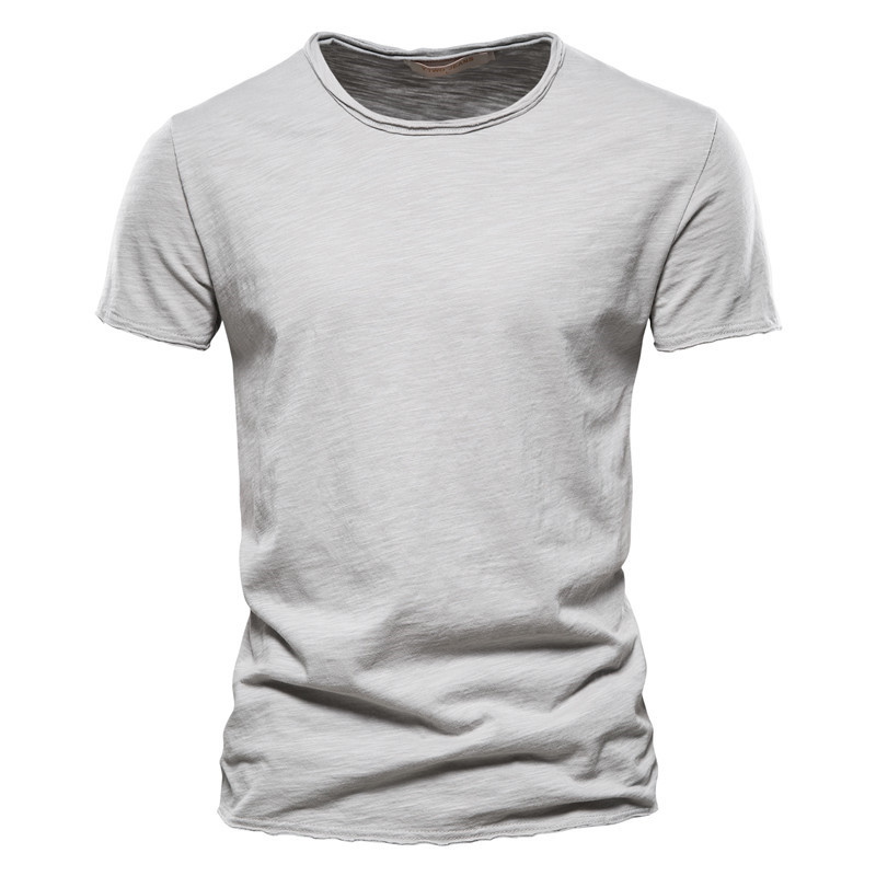 Men's Textured Solid Color Crew Neck Short-sleeved T-shirt