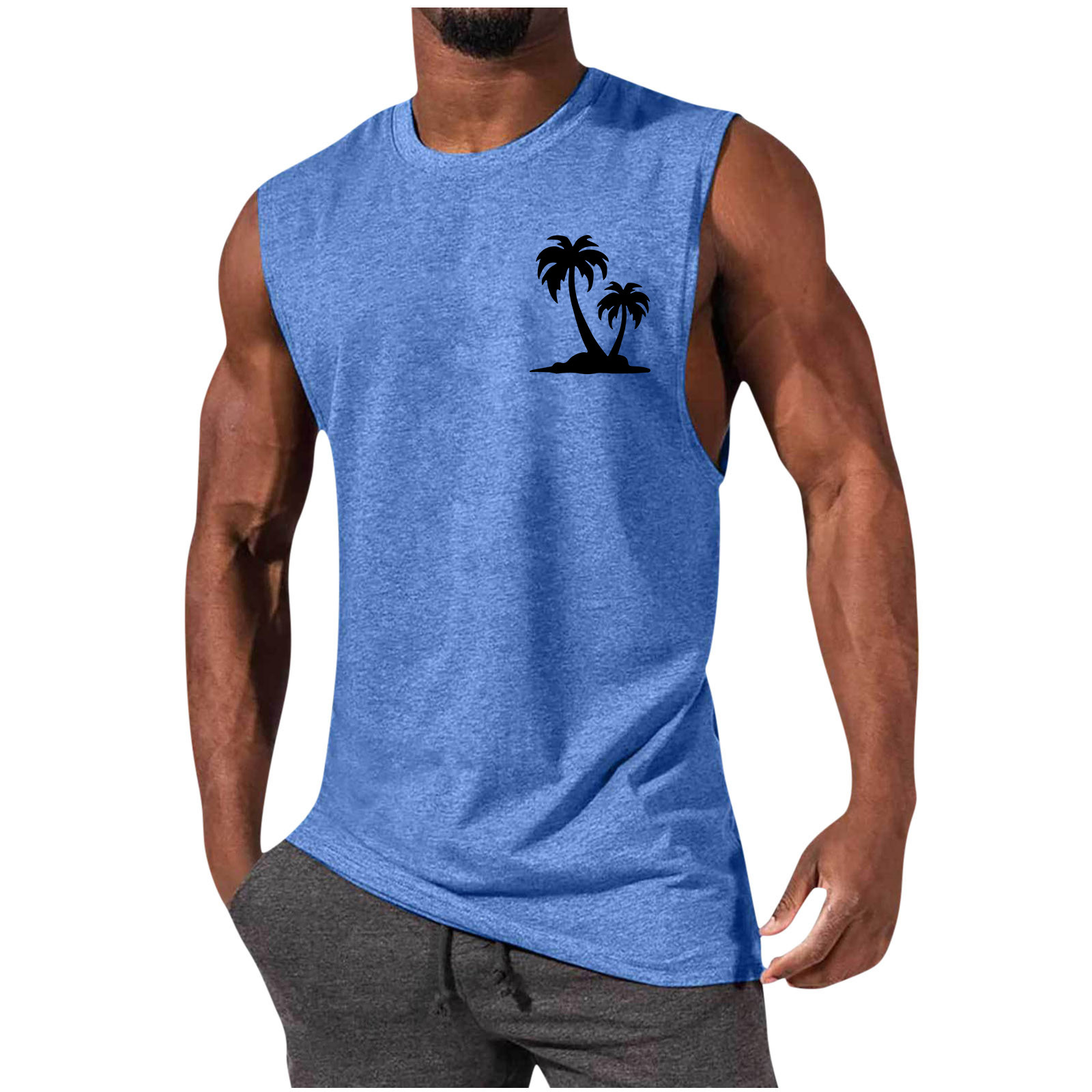 Men's Coconut Tree Print Muscle Leisure Sports Vest