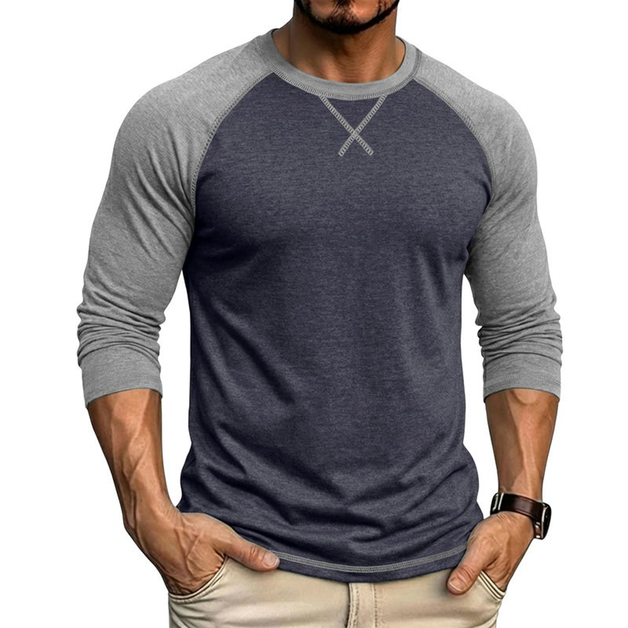 Men's Contrast Raglan Long Sleeve T-Shirt