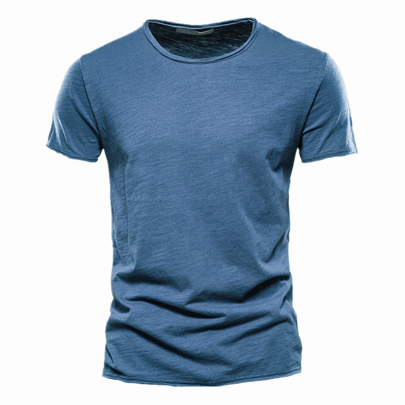 Men's Textured Solid Color Crew Neck Short-sleeved T-shirt