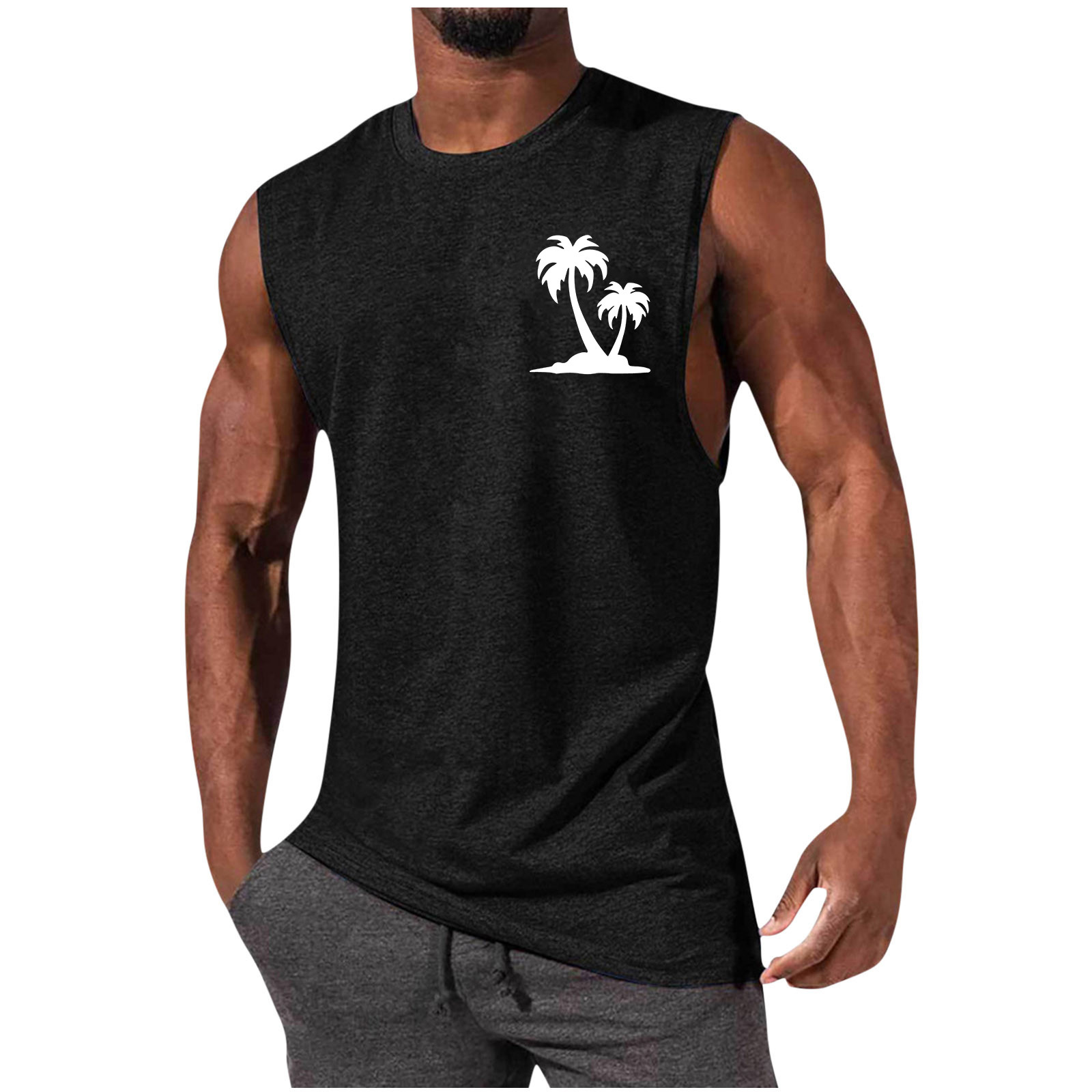 Men's Coconut Tree Print Muscle Leisure Sports Vest