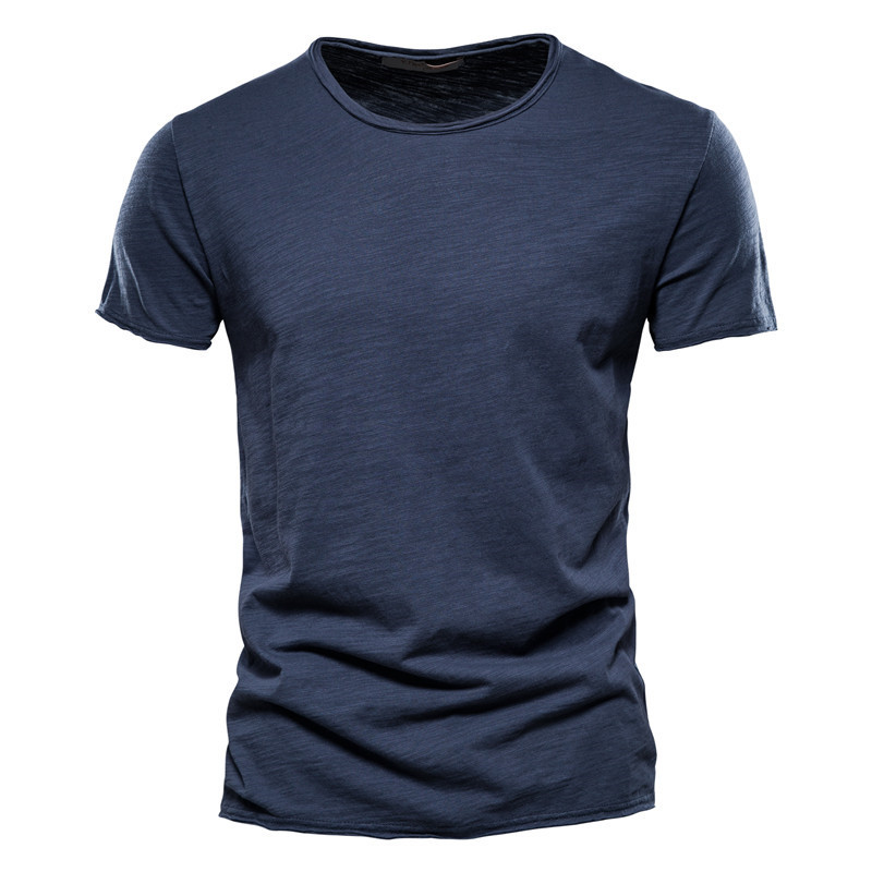 Men's Textured Solid Color Crew Neck Short-sleeved T-shirt