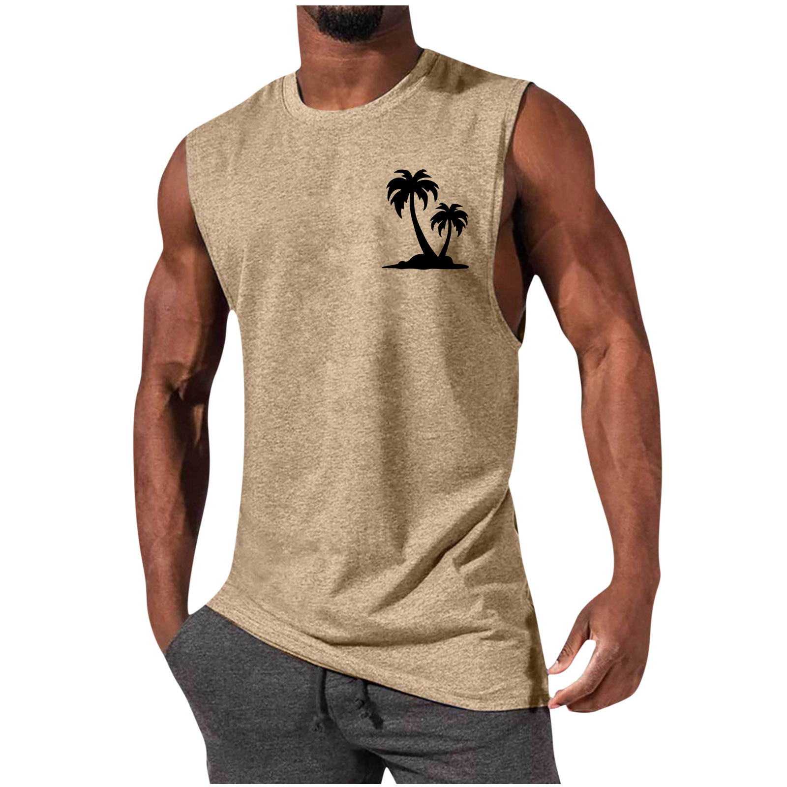 Men's Coconut Tree Print Muscle Leisure Sports Vest