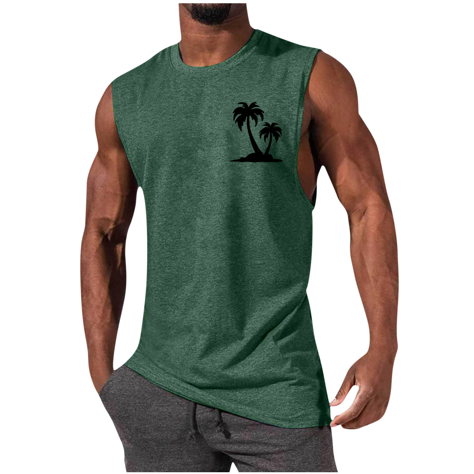 Men's Coconut Tree Print Muscle Leisure Sports Vest