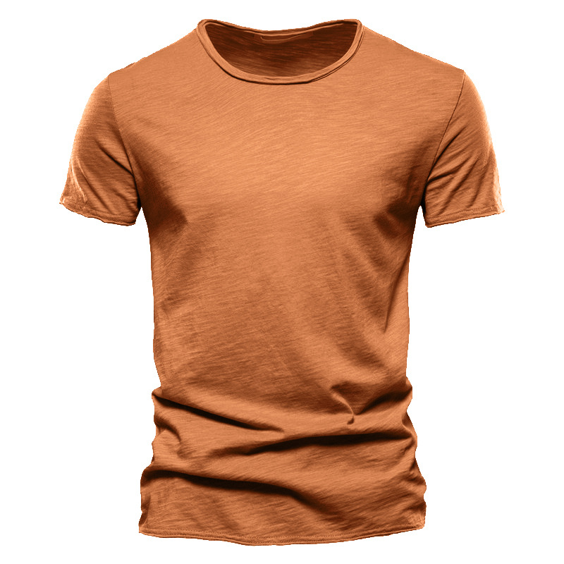 Men's Textured Solid Color Crew Neck Short-sleeved T-shirt