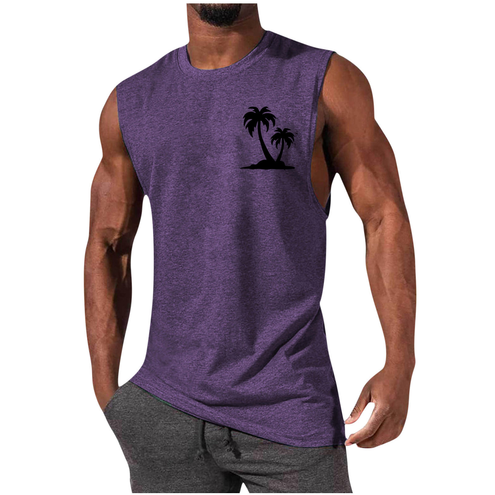 Men's Coconut Tree Print Muscle Leisure Sports Vest