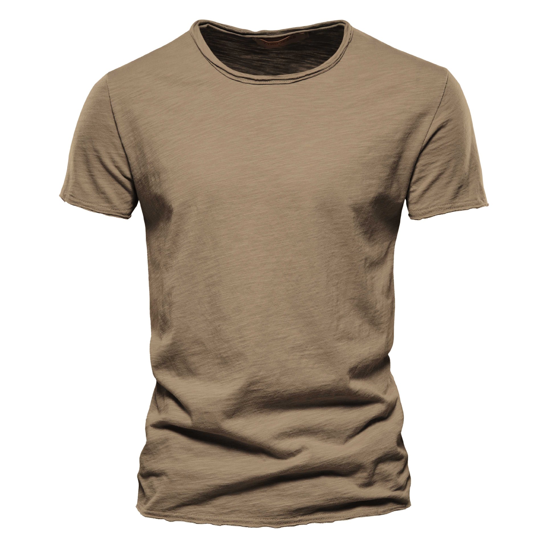 Men's Textured Solid Color Crew Neck Short-sleeved T-shirt