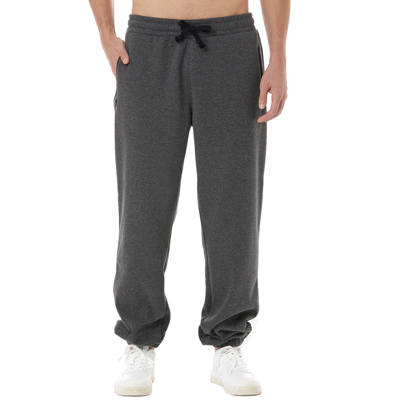 Men's Fleece Lined sweatpants with Zipper Pockets