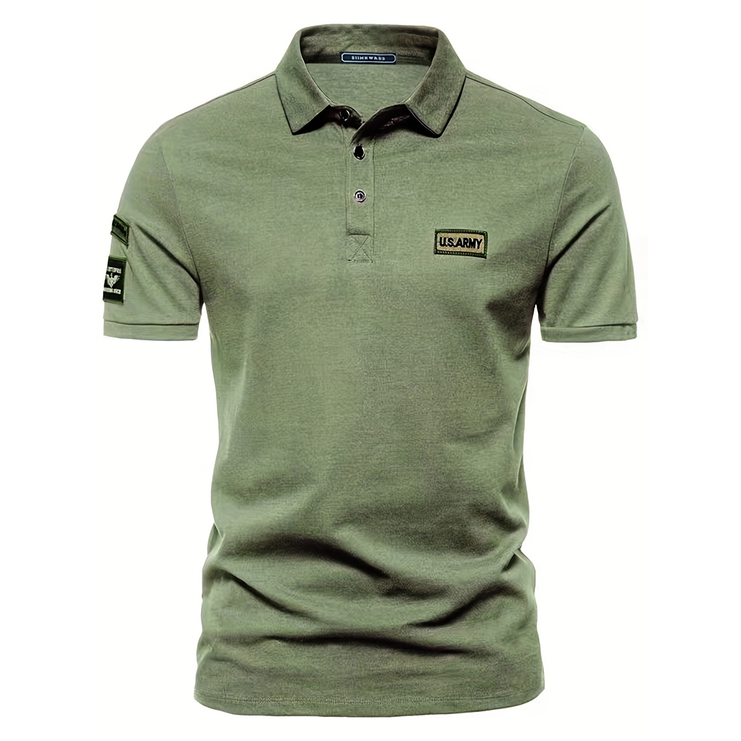 Men's Casual U.S. ARMY Print Short Sleeve Polo Shirt