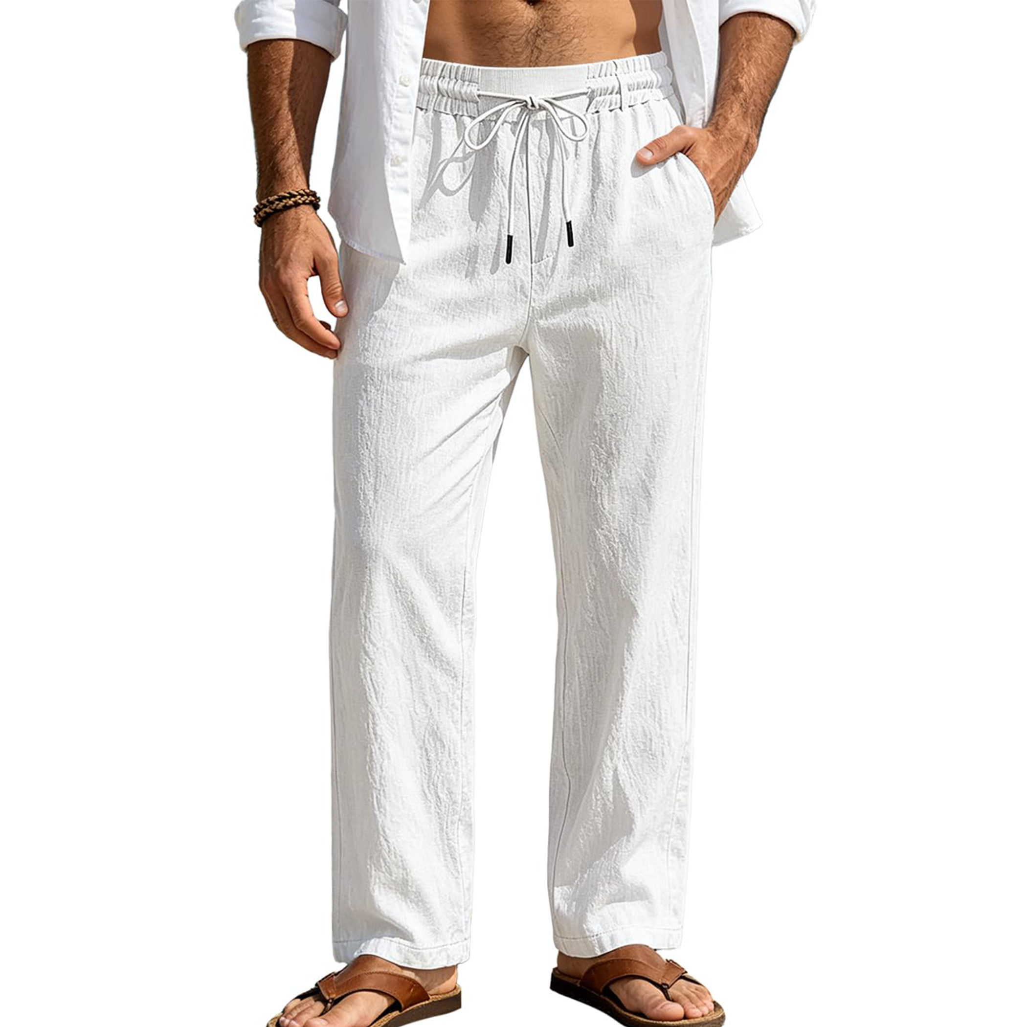 Men's Washed Linen Drawstring Pants
