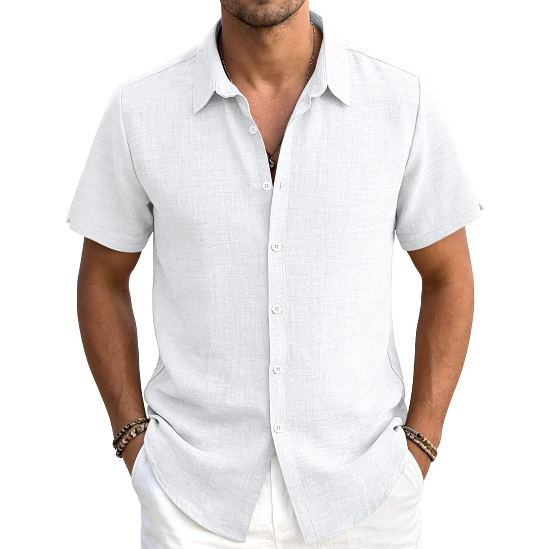 Men's Casual Linen Short Sleeve Shirt