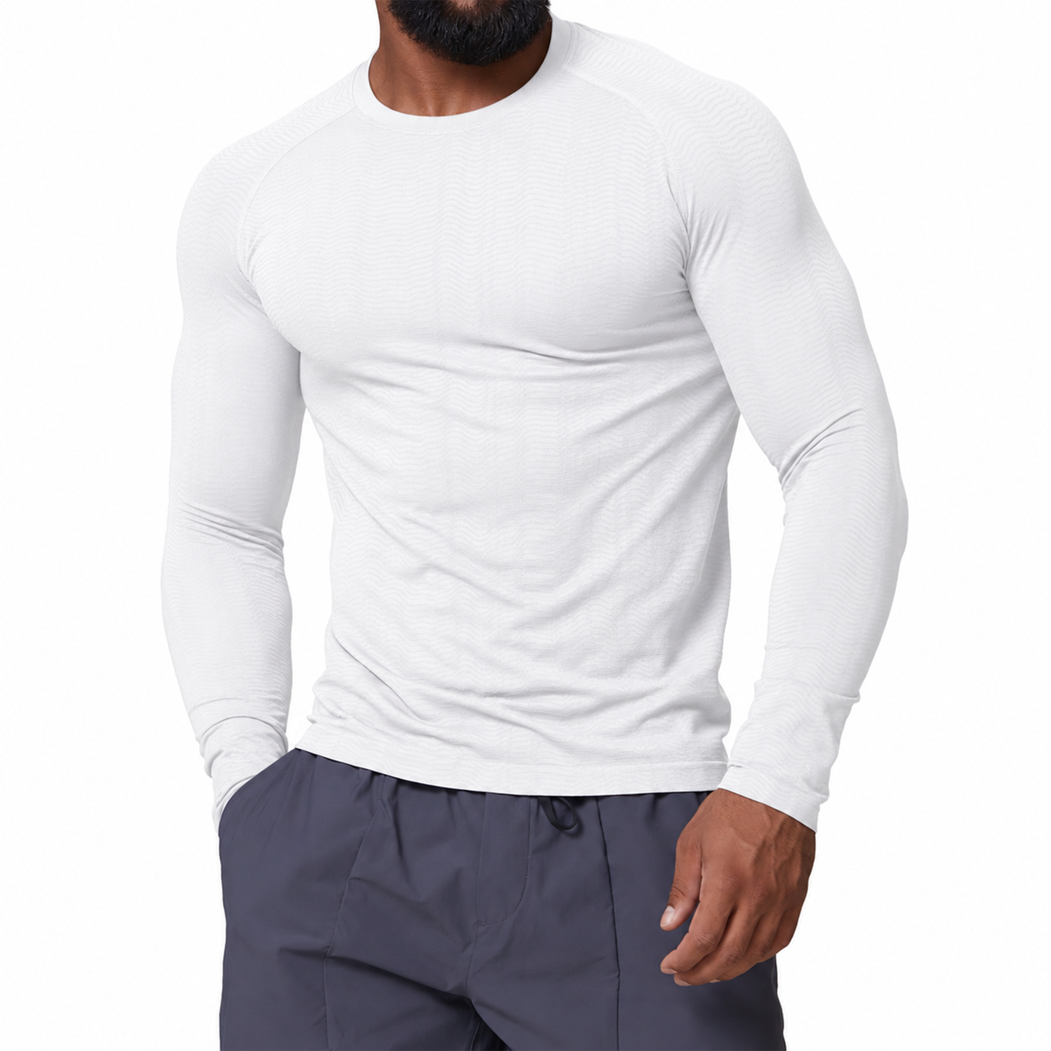 Men's Seamless Jacquard Long Sleeve Performance Shirt
