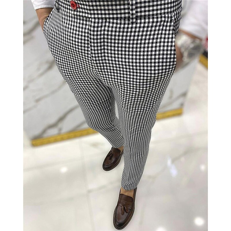 Men's Classic Smart Casual Lattice Full Length Chinos