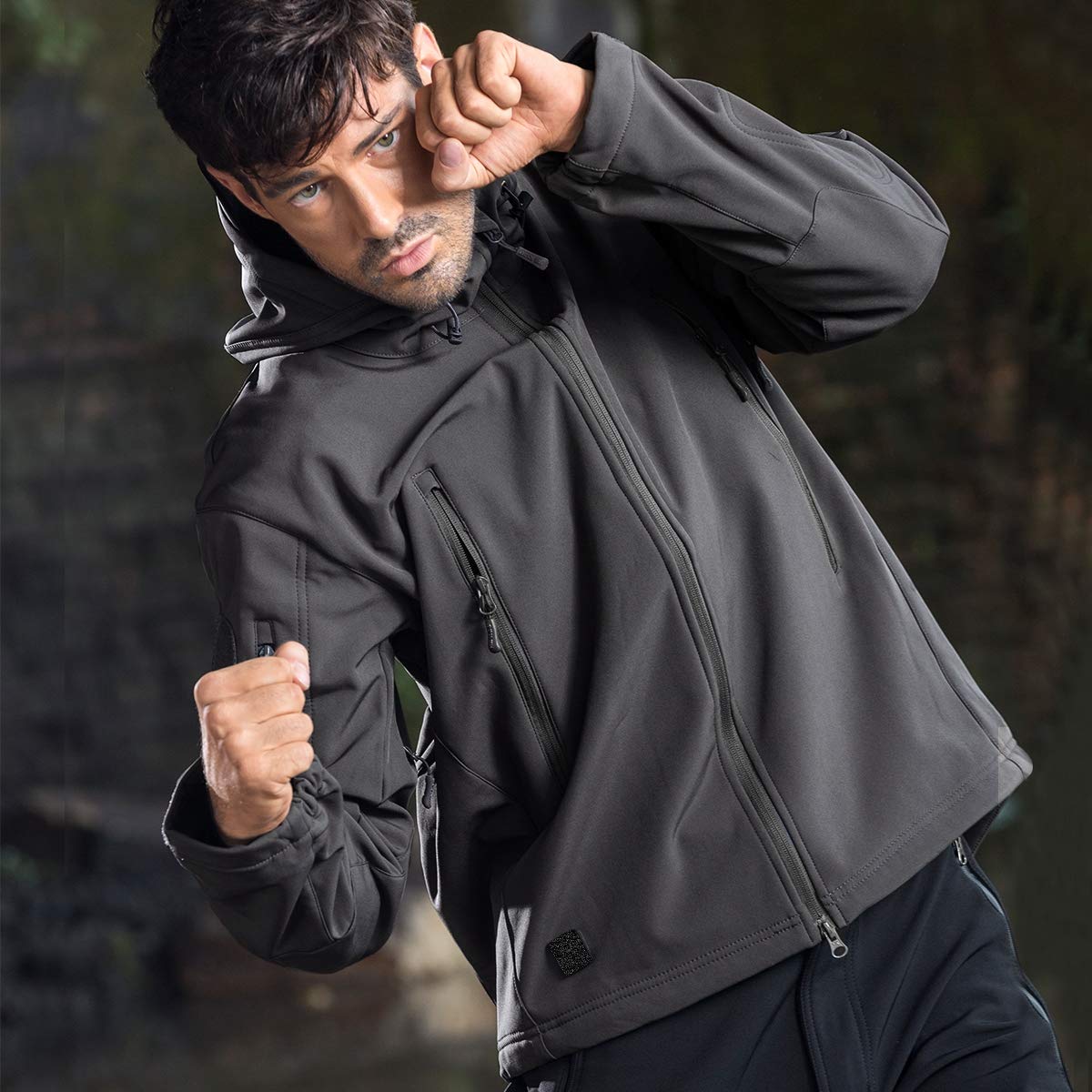 Men's Outdoor Waterproof Soft Shell Hooded Military Tactical Jacket