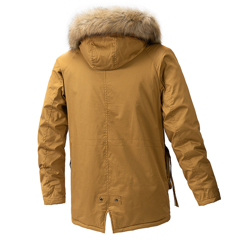 Men's Winter Fleece Lined Parka Jacket Coat with Removable Fur Hood