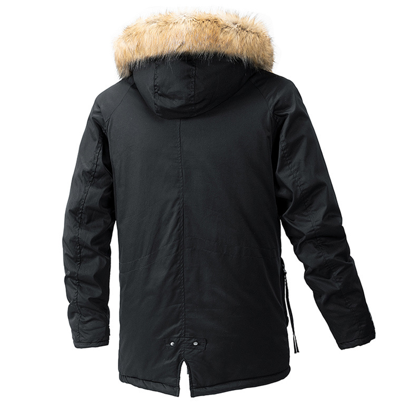 Men's Winter Fleece Lined Parka Jacket Coat with Removable Fur Hood