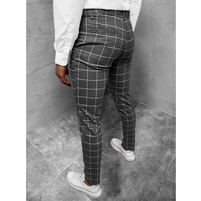 Men's 3D Print Check Slim Fit Chino Pants