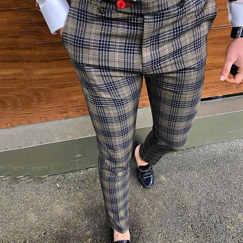 Men's Plaid Chino Pants