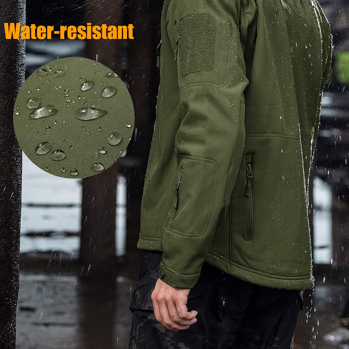 Men's Outdoor Waterproof Soft Shell Hooded Military Tactical Jacket