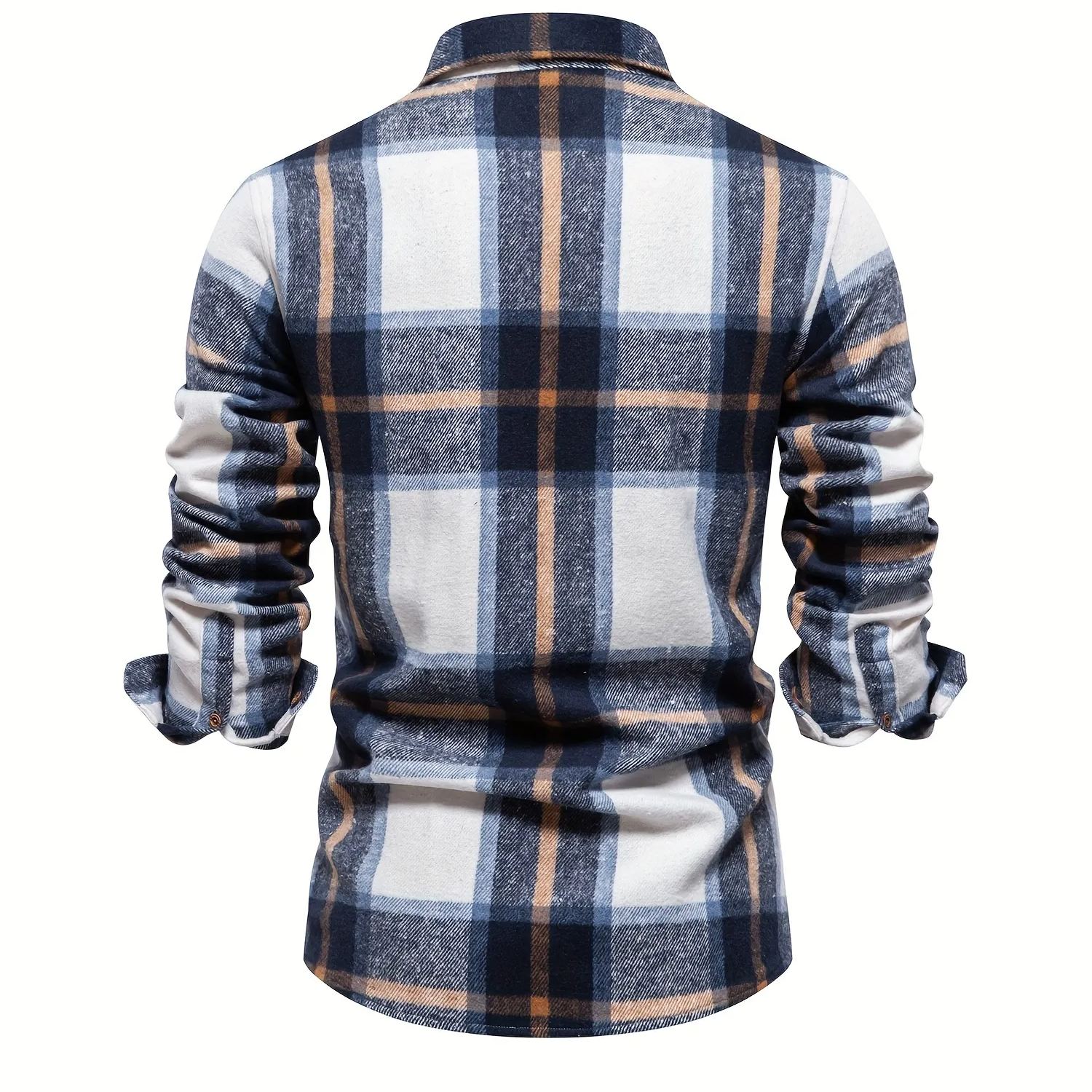 Men's Casual Stylish Plaid Long Sleeve Lapel Shirt