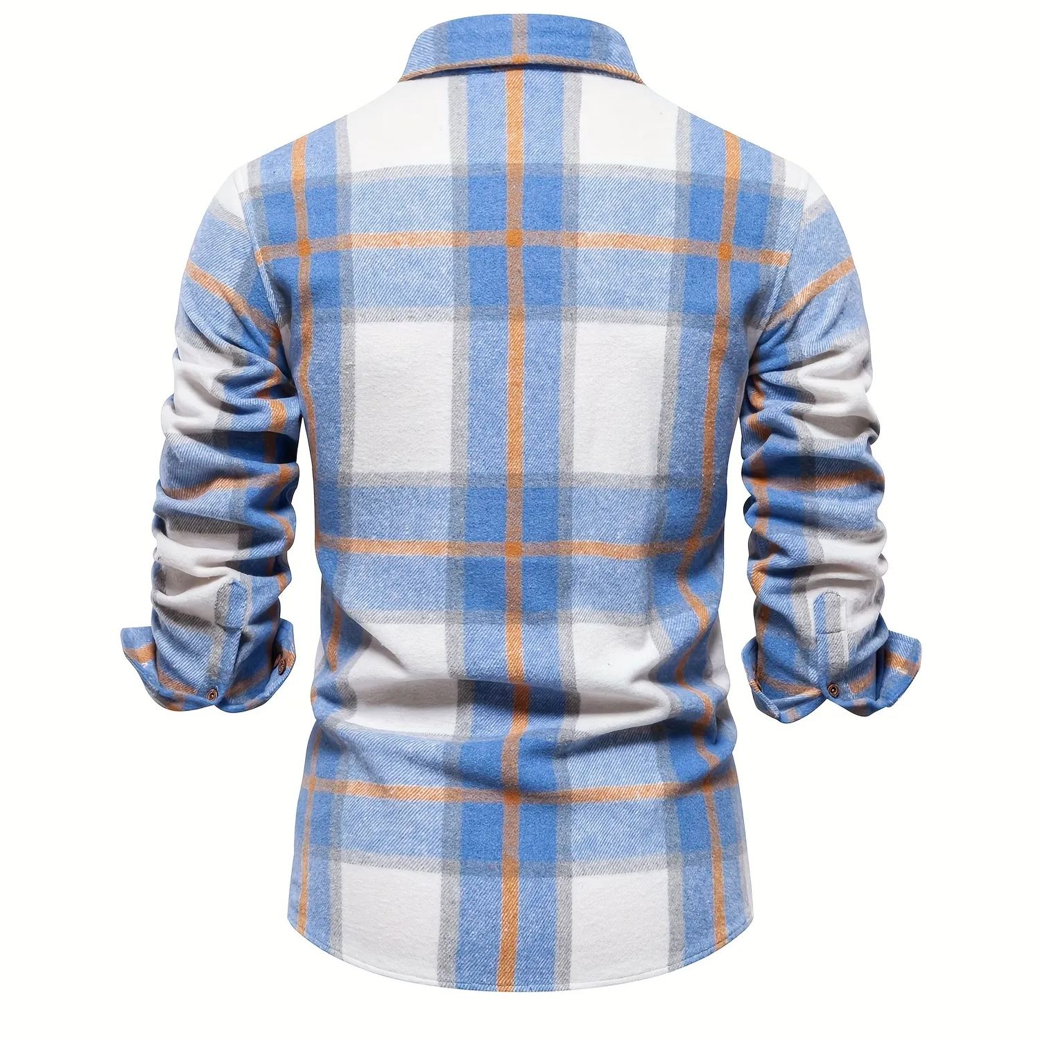 Men's Casual Stylish Plaid Long Sleeve Lapel Shirt