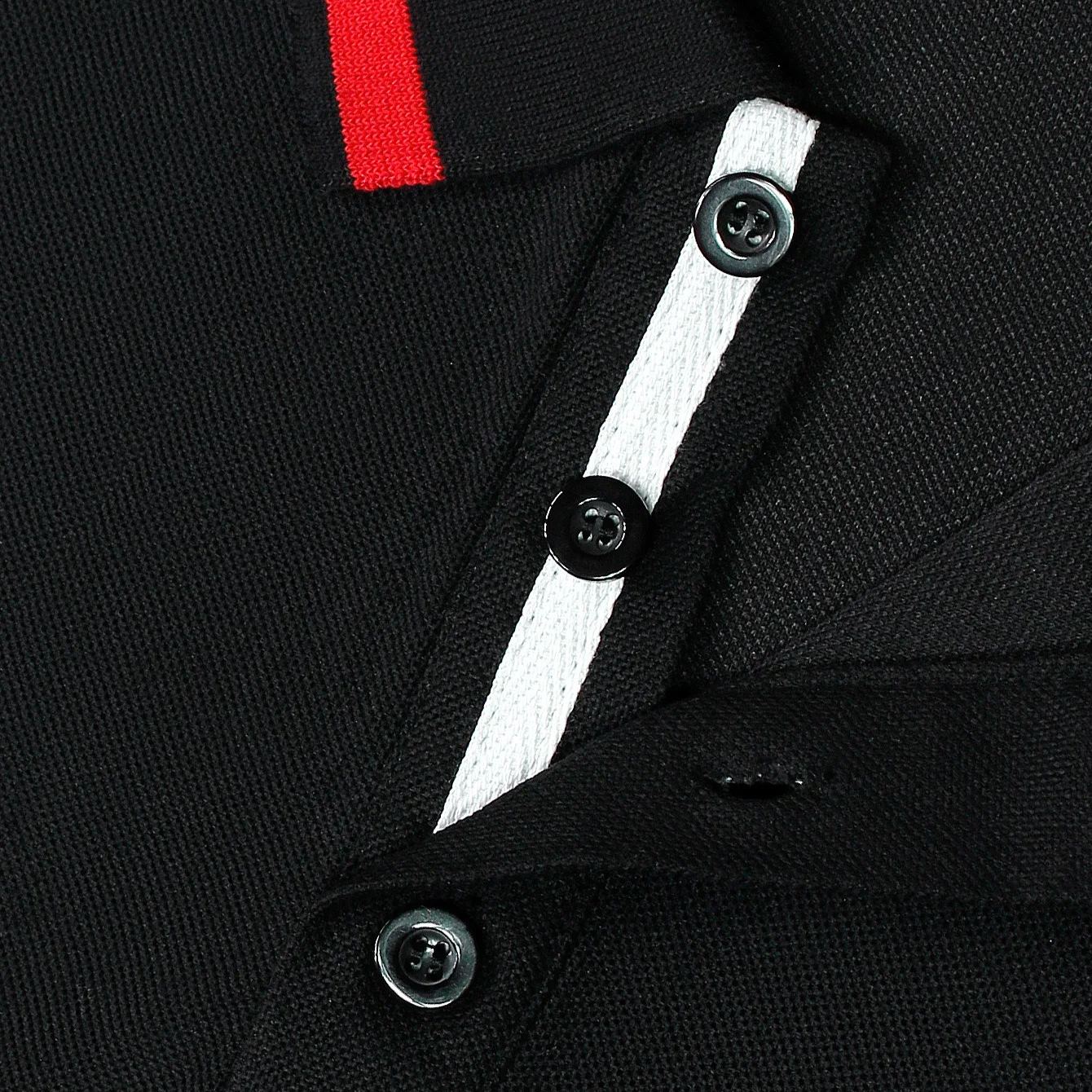 Men's Spring Slim Fit Color Block Long Sleeve Polo Shirt