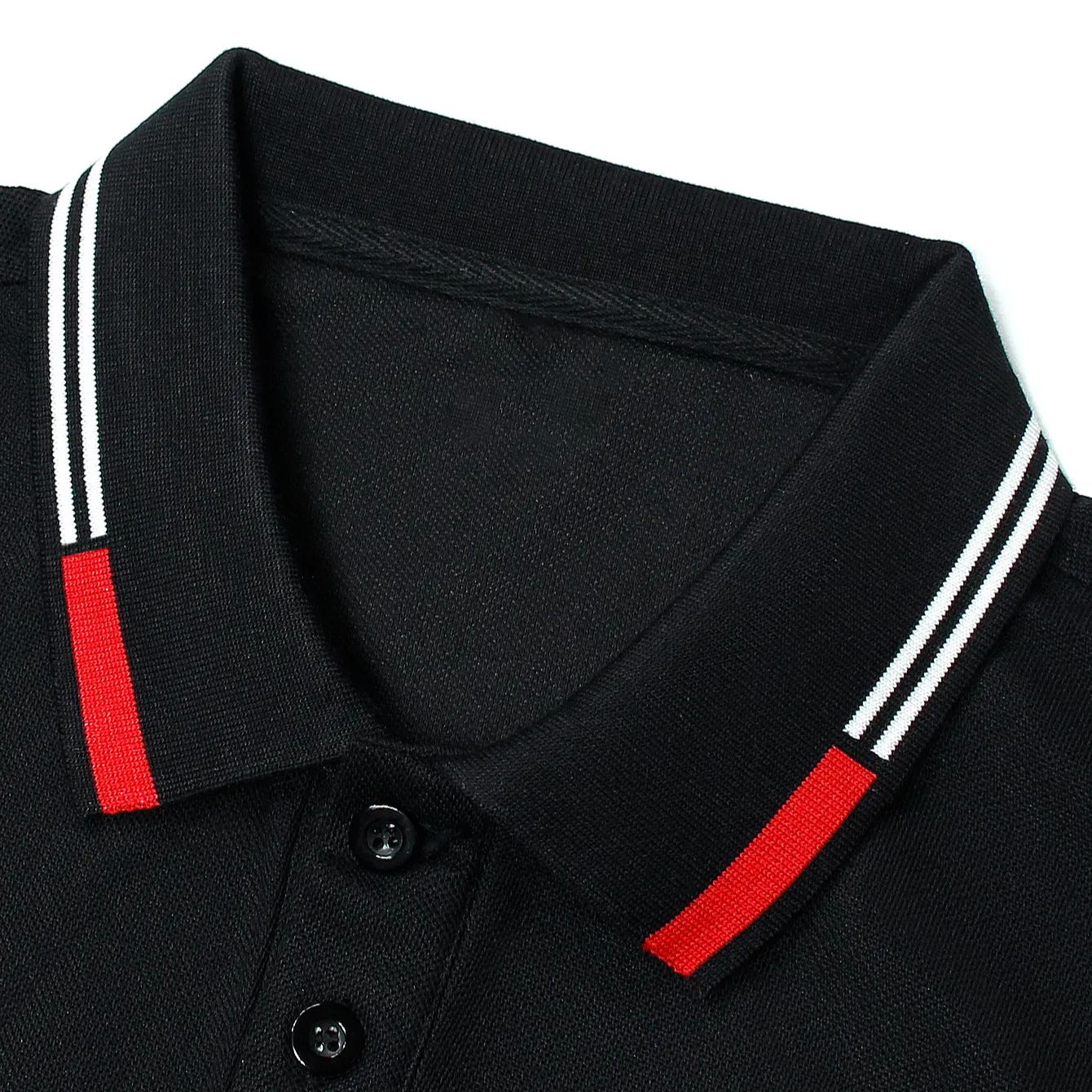 Men's Spring Slim Fit Color Block Long Sleeve Polo Shirt