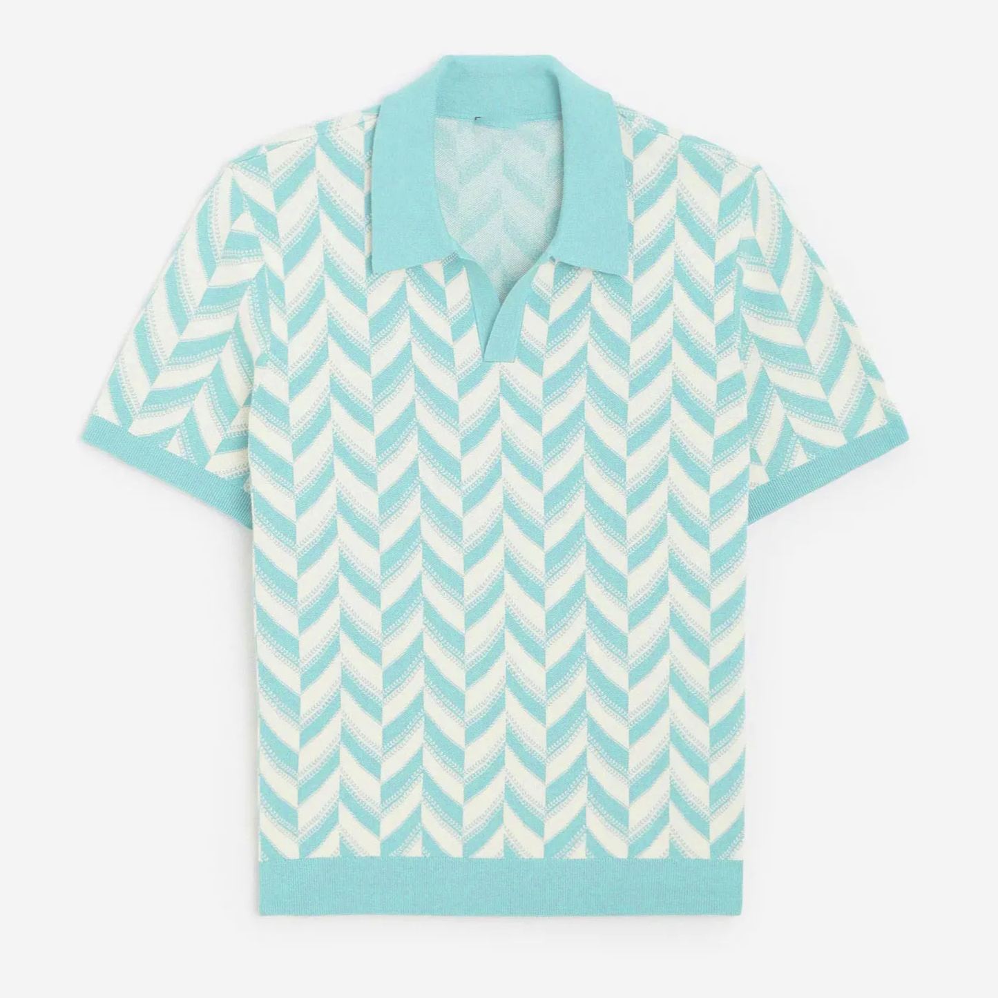 Men's Casual Jacquard Knitted Polo Shirt