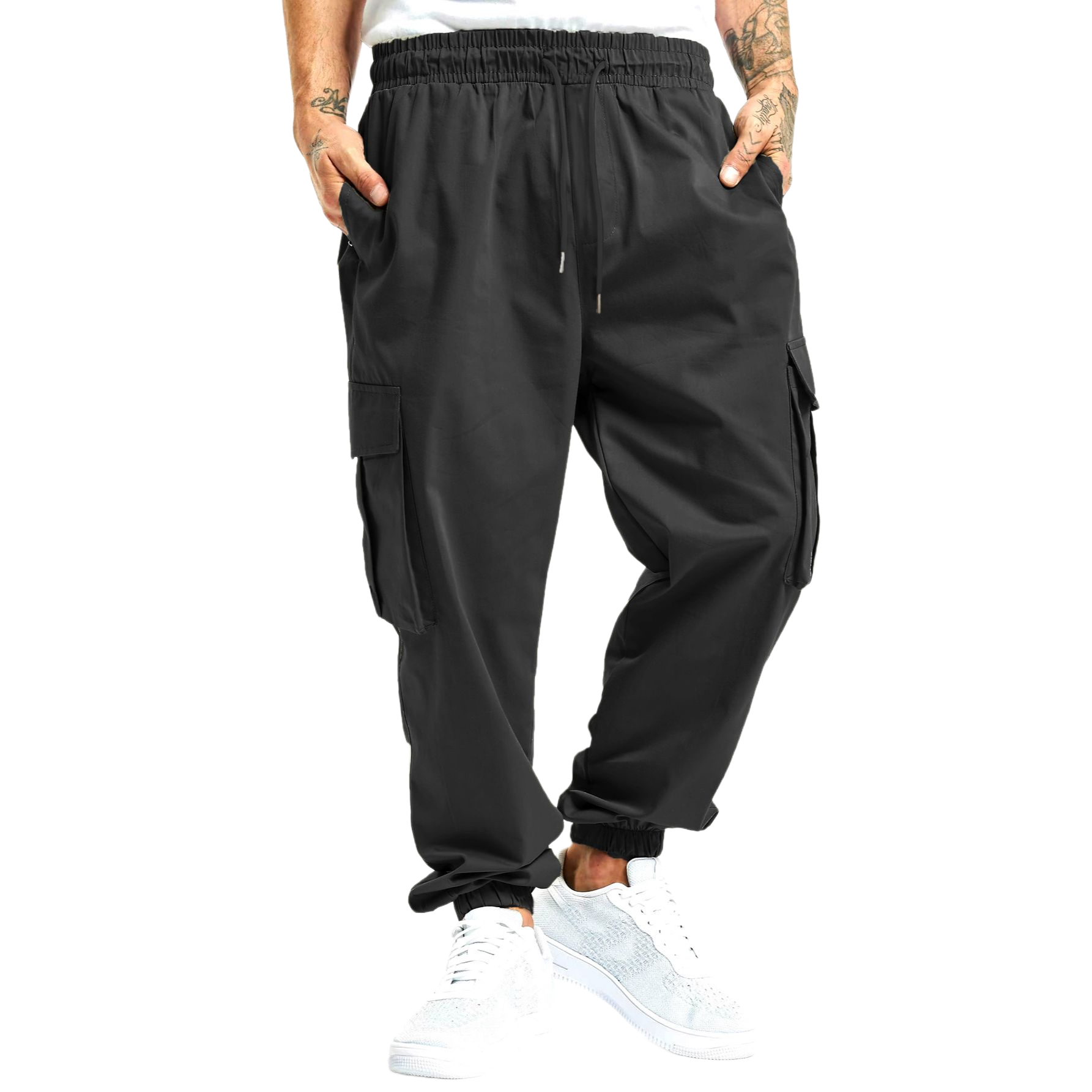 Men's Solid Color Drawstring Cargo Pants