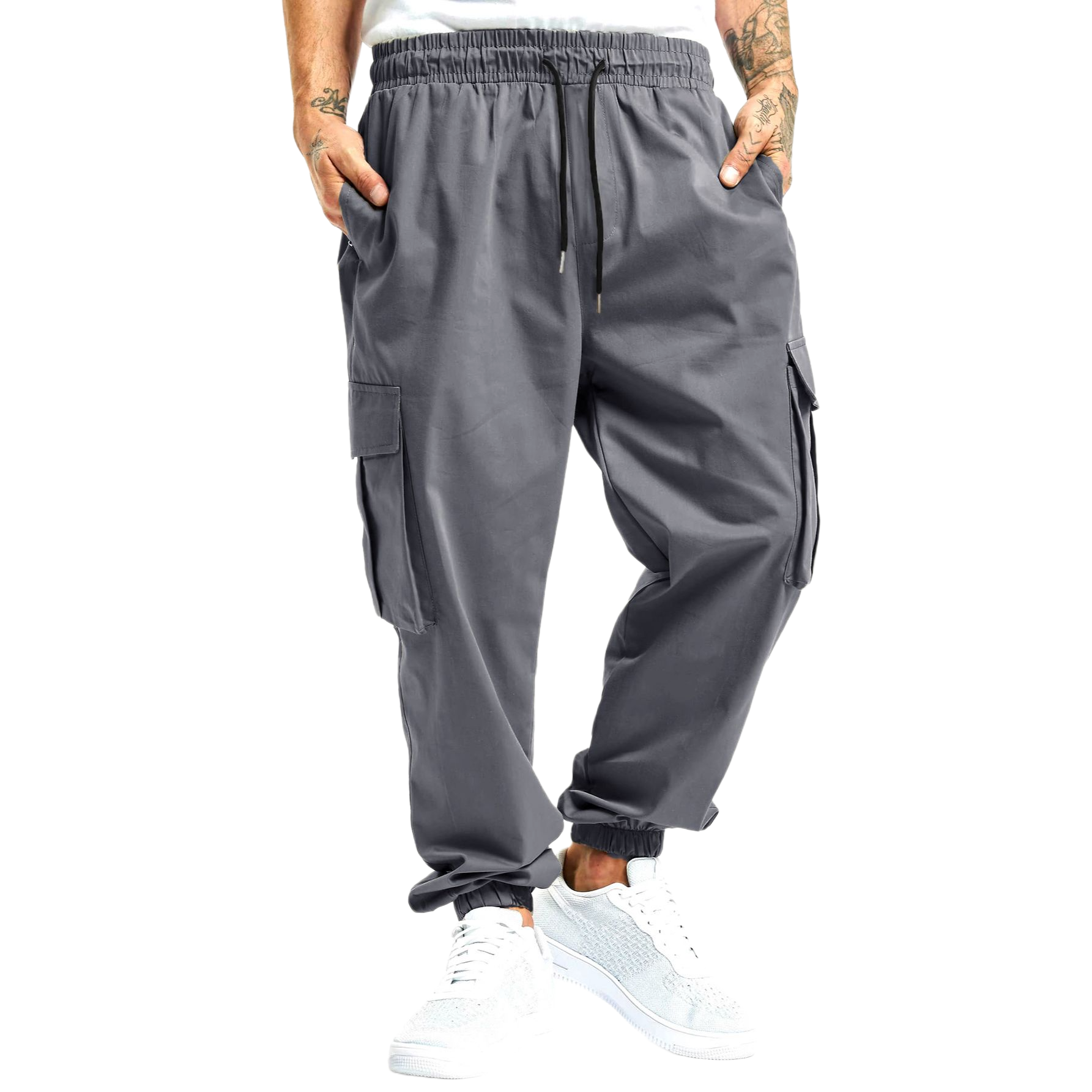 Men's Solid Color Drawstring Cargo Pants