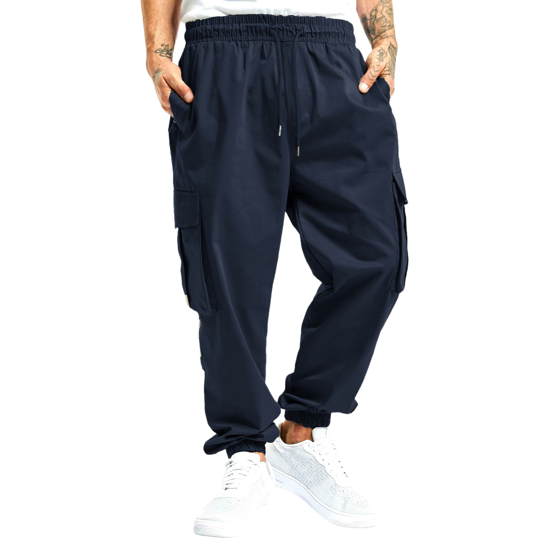 Men's Solid Color Drawstring Cargo Pants