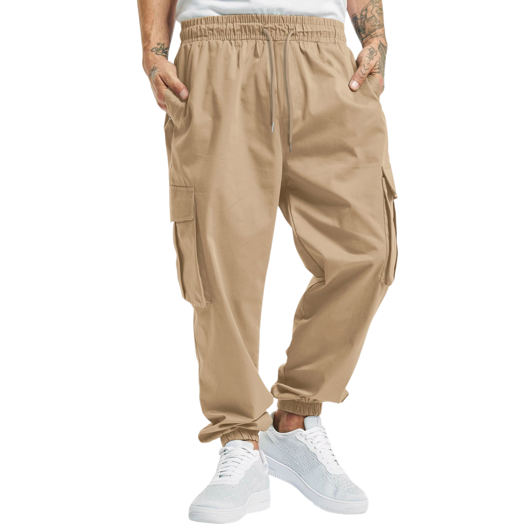 Men's Solid Color Drawstring Cargo Pants