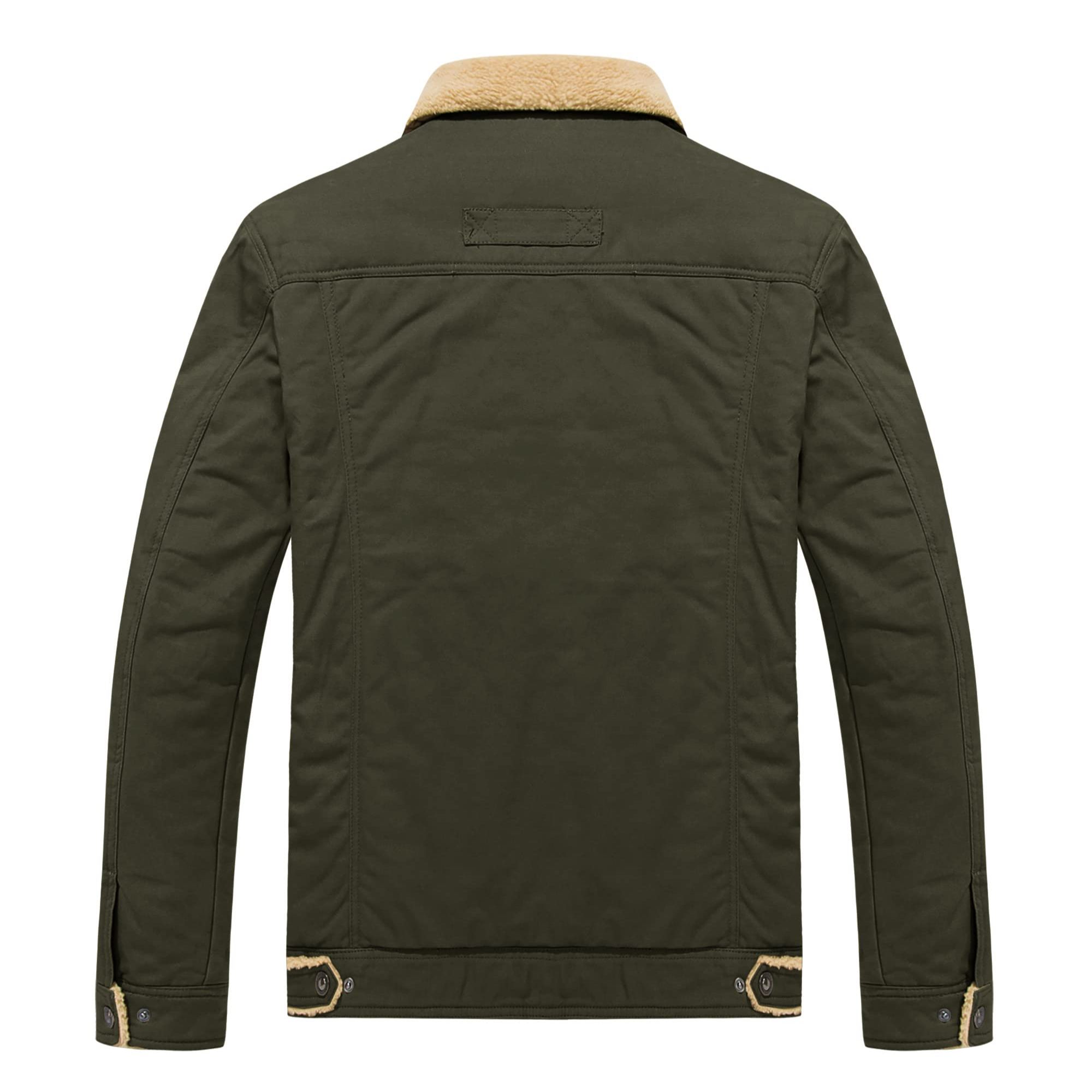 Men's Winter Cargo Jacket Fur Collar Fleece Casual Warm Cotton Military Coat