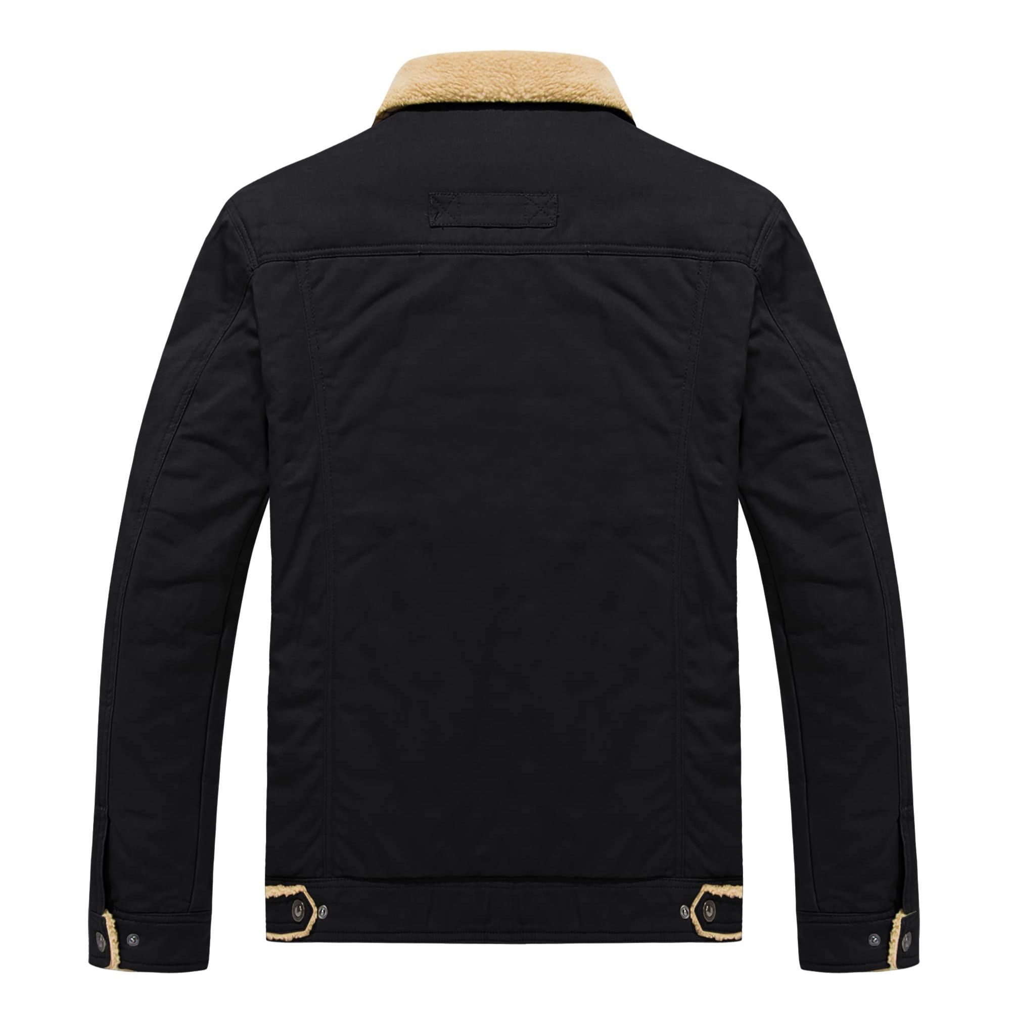 Men's Winter Cargo Jacket Fur Collar Fleece Casual Warm Cotton Military Coat