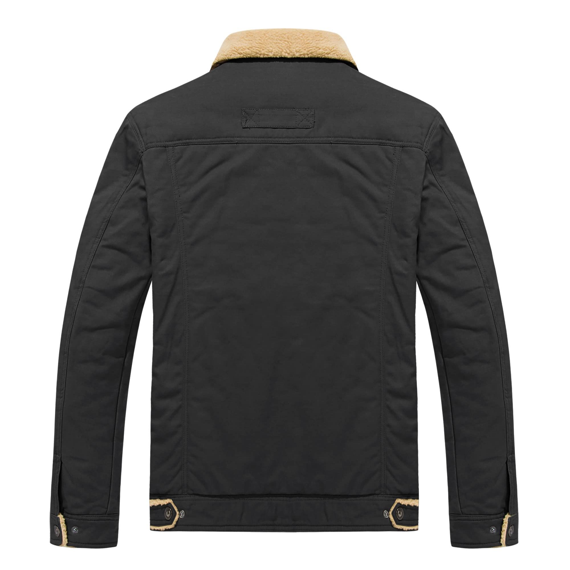 Men's Winter Cargo Jacket Fur Collar Fleece Casual Warm Cotton Military Coat