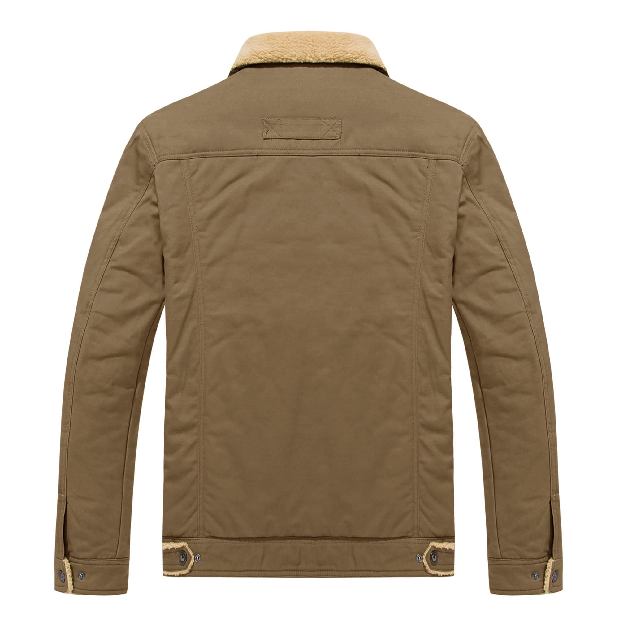 Men's Winter Cargo Jacket Fur Collar Fleece Casual Warm Cotton Military Coat