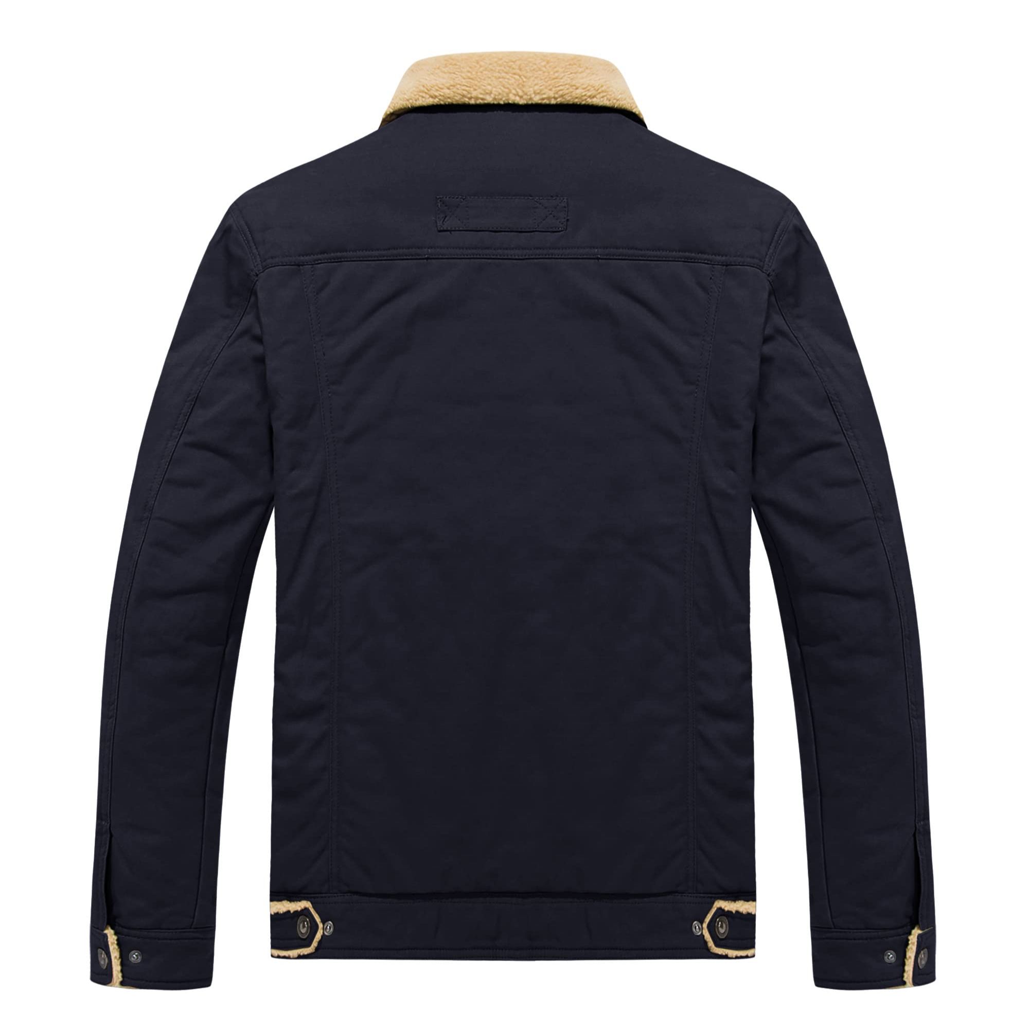 Men's Winter Cargo Jacket Fur Collar Fleece Casual Warm Cotton Military Coat