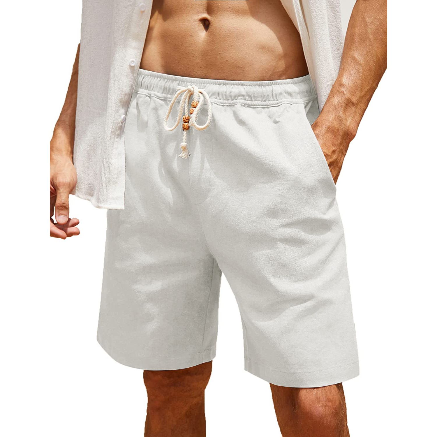 Men's Cotton Linen Drawstring Shorts