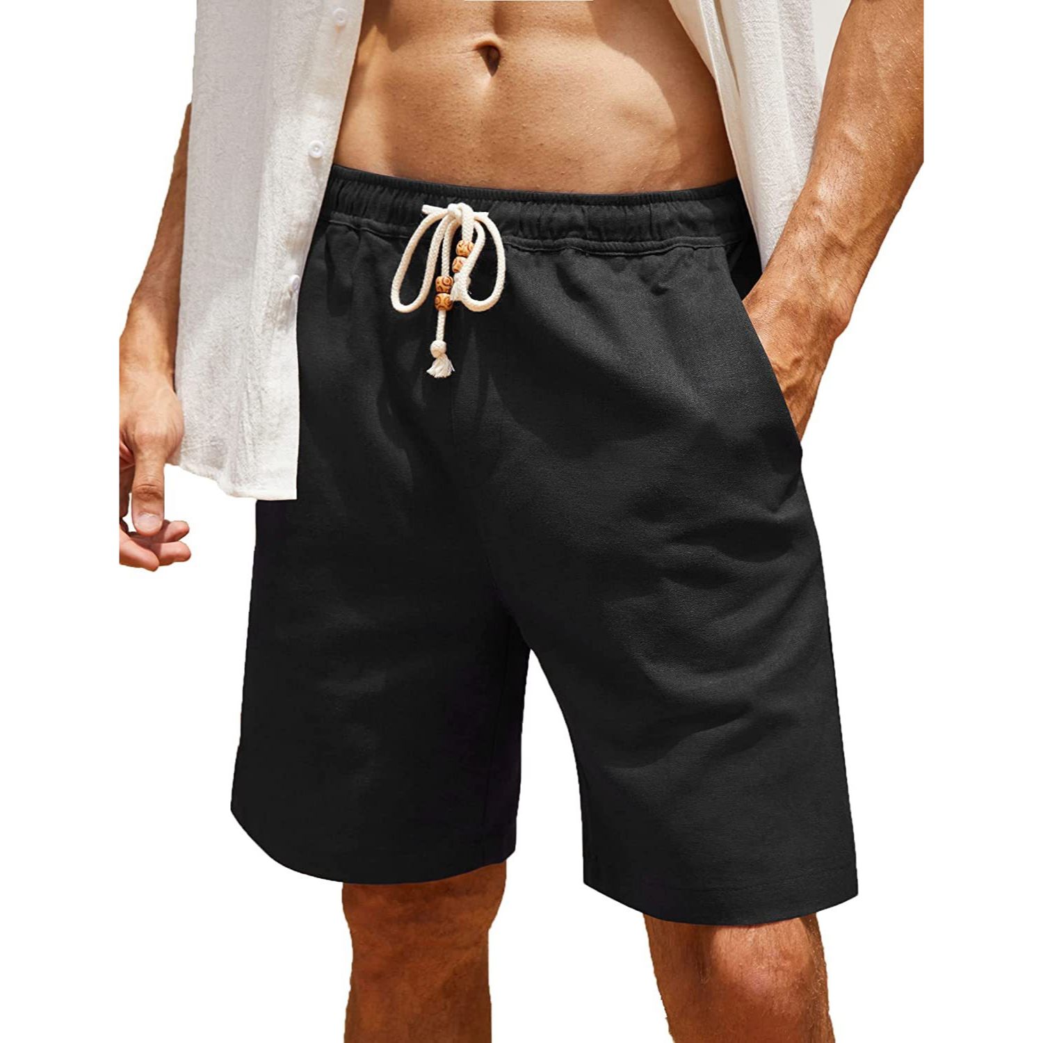 Men's Cotton Linen Drawstring Shorts