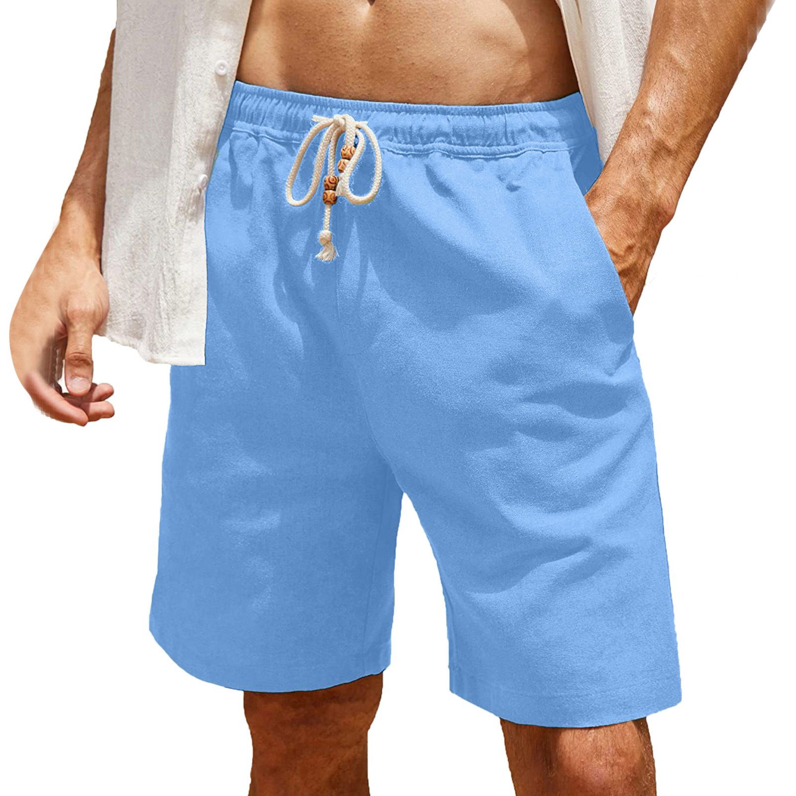 Men's Cotton Linen Drawstring Shorts