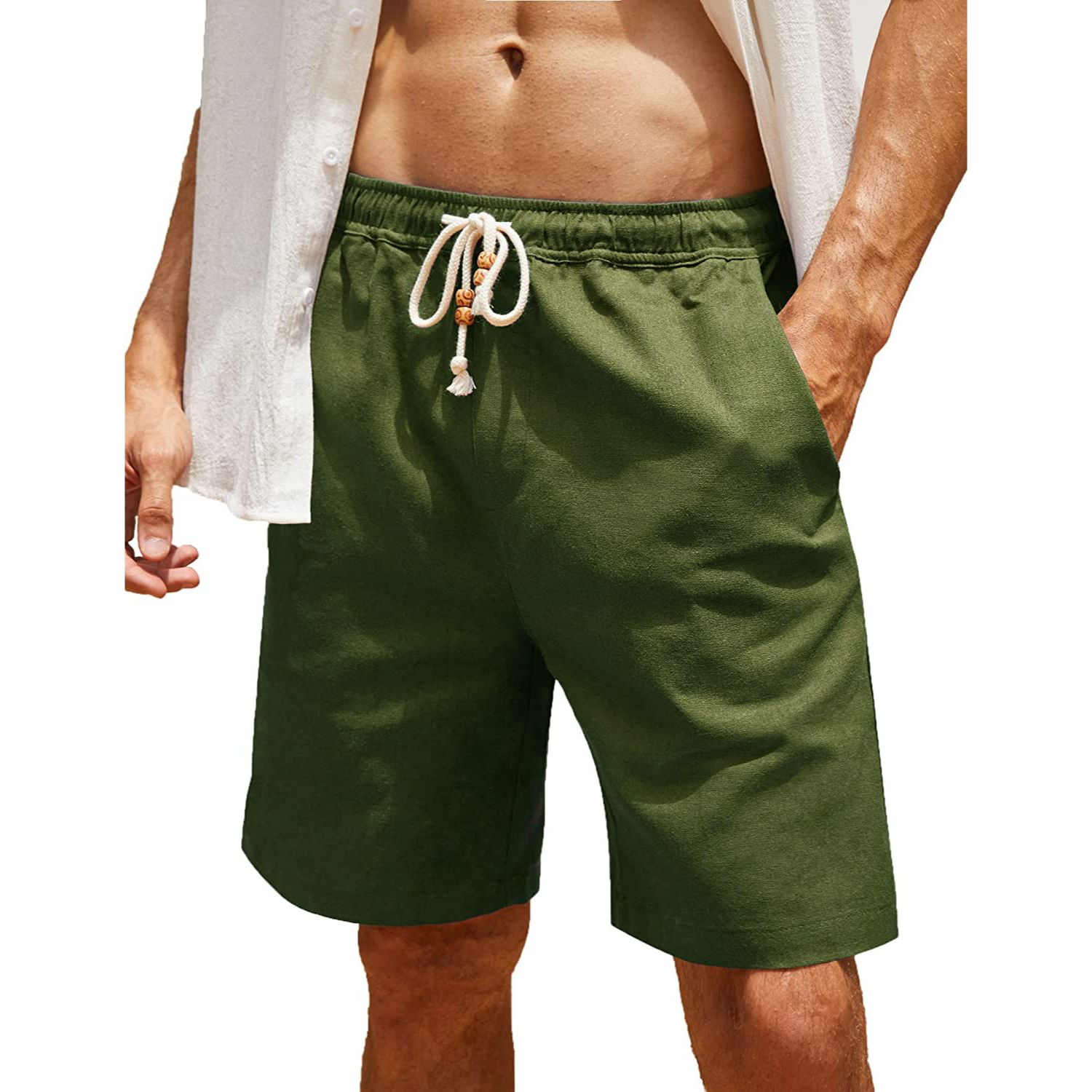 Men's Cotton Linen Drawstring Shorts