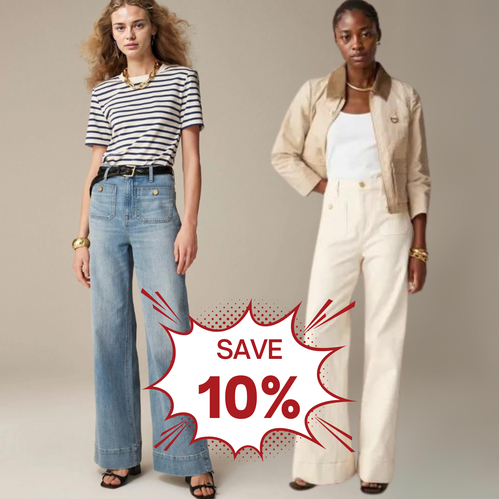 Tummy Control Sailor Wide Leg Trouser 2024 Best Selling Jeans