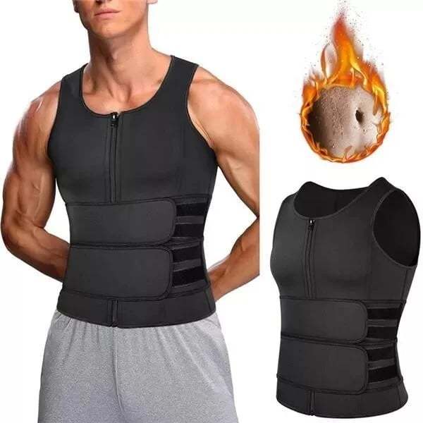 Men's Body Shaper Sauna Vest Waist Trainer Double Belt