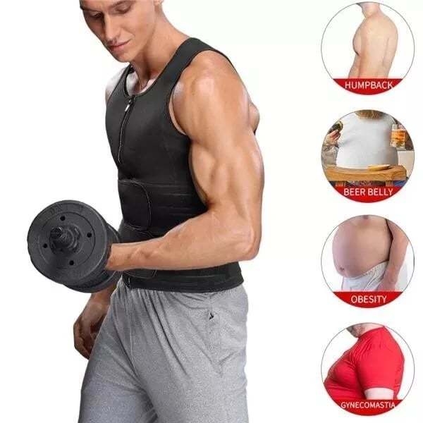 Men's Body Shaper Sauna Vest Waist Trainer Double Belt