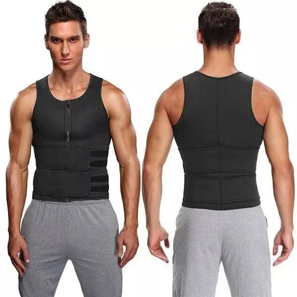 Men's Body Shaper Sauna Vest Waist Trainer Double Belt